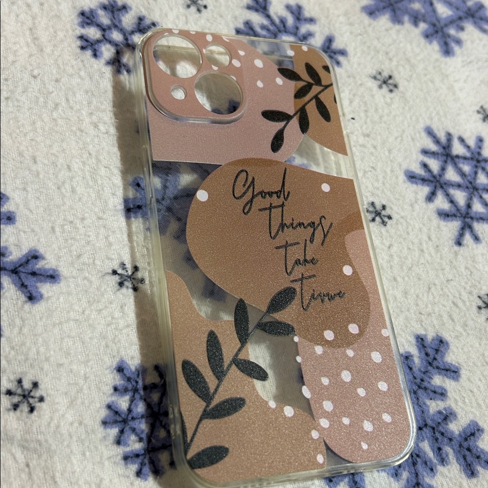 For iPhone 14 Floral Clear Phone Case with Inspirational Quote